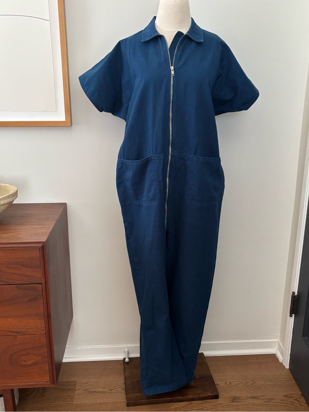 Rachel Comey Cobalt Blue Zip-Front Short-Sleeve Jumpsuit Size 4